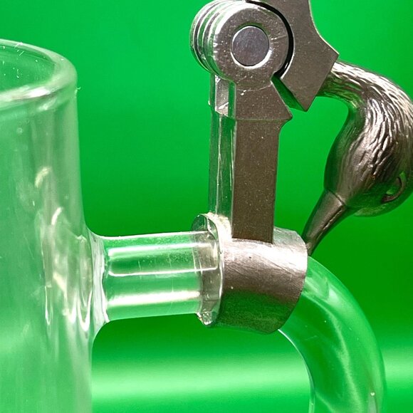 Vintage Etched Glass Beer Stein Tankard Lid Duck Goose Pond Scene Germany France - Picture 10 of 14